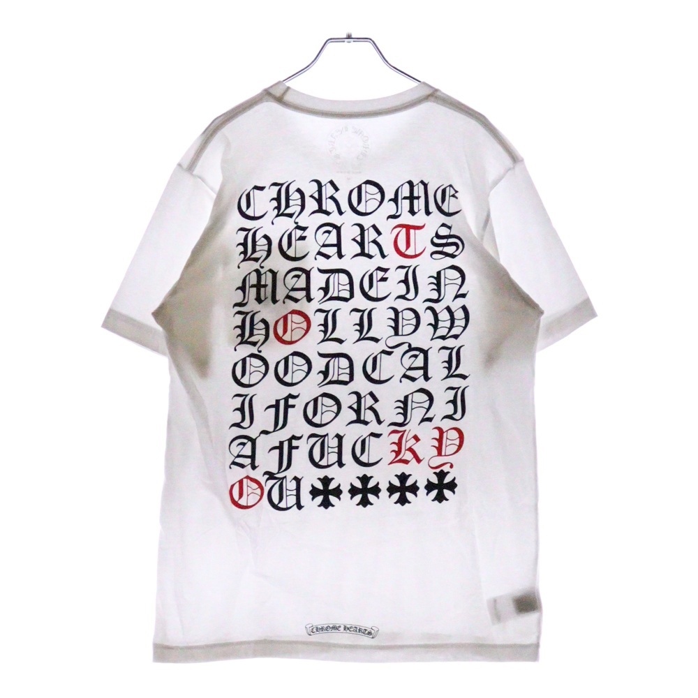 CH T-SHRT 1 バック英字プリント フロントポケット クルーネック半袖Tシャツカットソー ホワイト Bランク