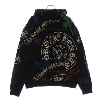 STENCIL HOODIE ステンシル 総柄プリント プルオーバーパーカー フーディー ブラック/マルチカラー Bランク