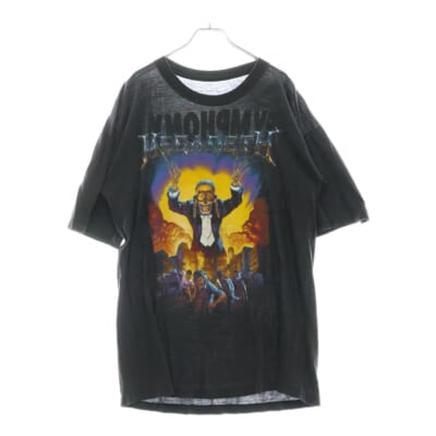 90s MEGADETH SYMPHONY OF DESTRUCTION メガデス 両面プリント クルーネック半袖Tシャツカットソー グレー Cランク