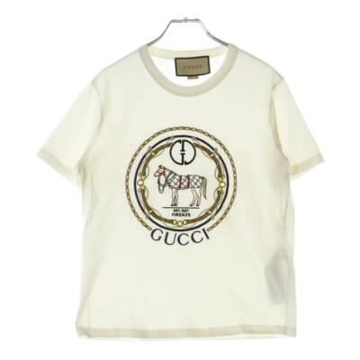 インターロッキングG Logo S/S Tee ロゴ刺繍半袖Tシャツ ホワイト 748287 Bランク