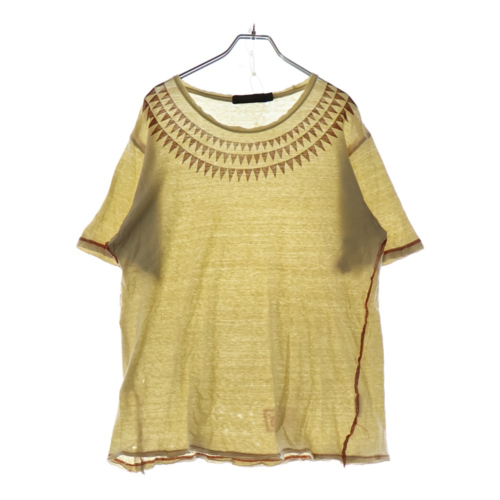 SCAB期 GIZ柄 クラッシュダメージ Tシャツ 半袖カットソー アイボリー Bランク