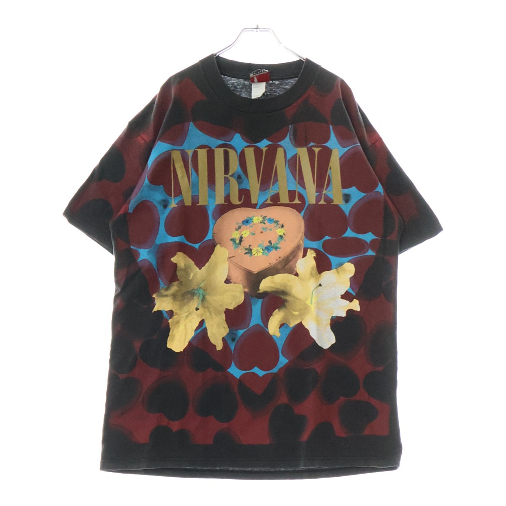 90s NIRVANA Heart Shaped Box Tee ニルヴァーナ ハートシェイプドボックス Tシャツ 半袖カットソー ブラック Bランク
