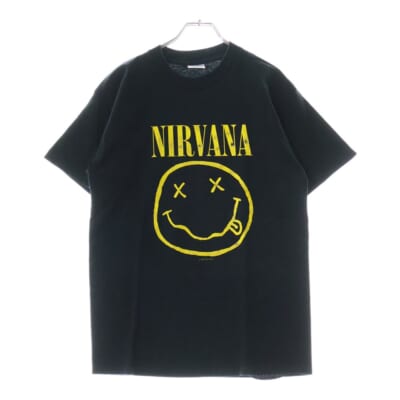00s NIRVANA Y2K SMILE ニルヴァーナ スマイルTシャツ 半袖カットソー ブラック Bランク