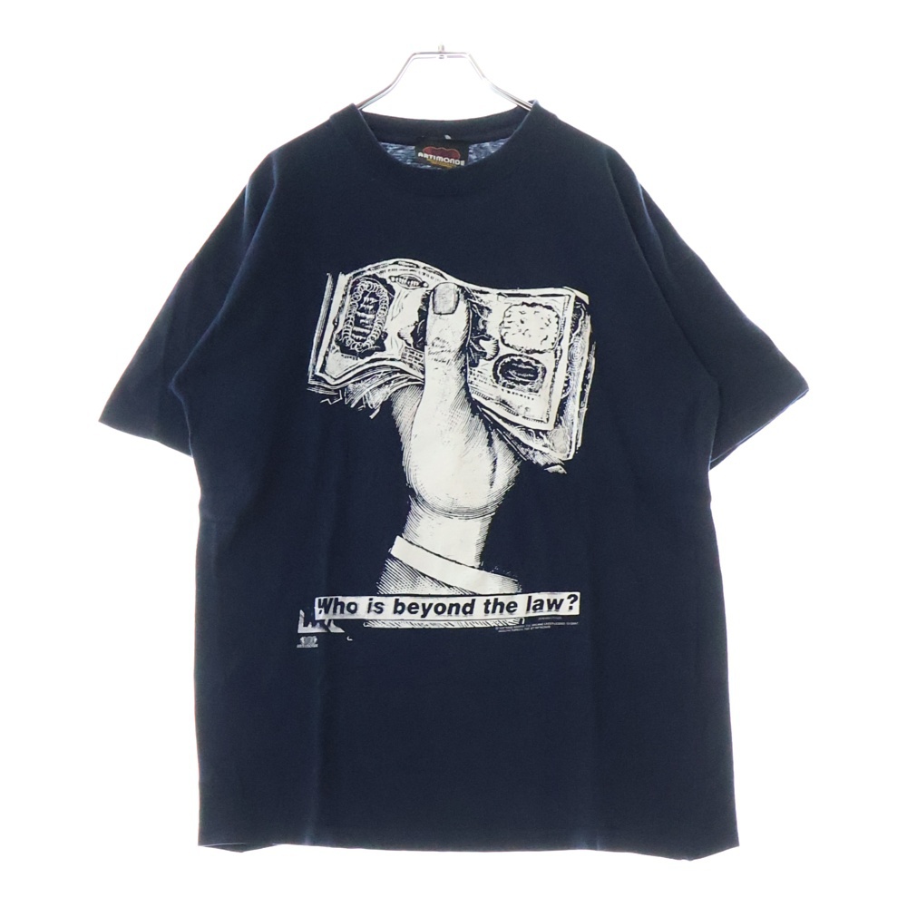 90s RAGE AGAINST THE MACHINE 1997 Who is beyond the law ? BARBARA KRUGER レイジアゲインストザマシーン Tシャツ 半袖カットソー ネイビー Bランク