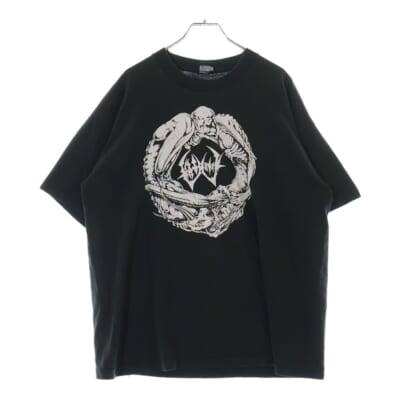 90s DEVIL BEST FRUIT OF THE LOOM デビル USA製 悪魔 両面プリント 半袖Tシャツ カットソー ブラック Bランク