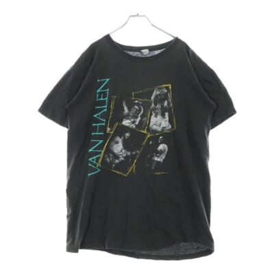 80s VAN HALEN OU812 WORLD TOUR ヴァンヘイレン ワールドツアー 両面プリント 半袖Tシャツ カットソー ブラック Bランク