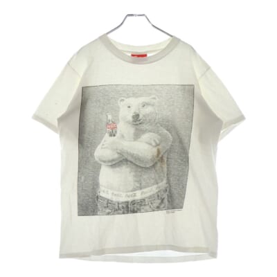 90s COKE ポーラベア フロント プリント Tシャツ 半袖カットソー ホワイト Bランク