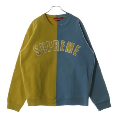 18AW Split Crewneck Sweatshirt スプリット クルーネックトレーナー スウェット イエロー/ブルー Bランク