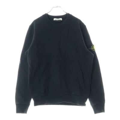 Garment Dyed Brushed Cotton Sweatshirt ガーメントダイ ロゴワッペン クルーネックスウェットトレーナー ブラック 771563020 Aランク