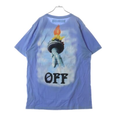 18AW Liberty Print T-shirt 自由の女神 半袖Tシャツ ブルー OMAA027E18185015 Aランク