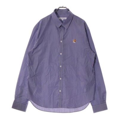 フォックスヘッド クラシック ストライプ 長袖シャツ ブルー MM00411WC2046 Sランク