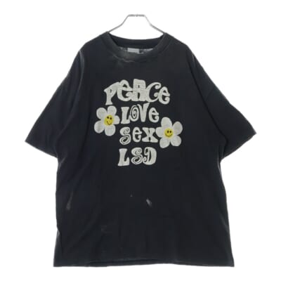 24AW SS T-SHIRT PEACE ダメージ加工半袖Tシャツ グレー RE-CO-BK-00-00-280 Bランク