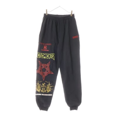 21AW Hardcore Patched Logo Sweatpants ハードコアロゴ スウェットパンツ ブラック UA52PA350X Aランク