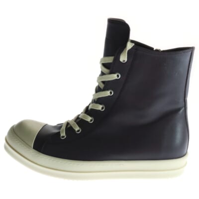 RAMONES ラモーンズ サイドジップ レザーハイカットスニーカー パープル 43 Aランク