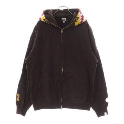 TIGER FULL ZIP HOODIE タイガーフルジップフーディー スウェットパーカー ブラウン Aランク
