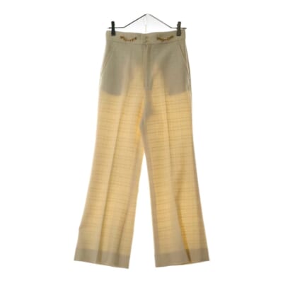 19AW ホースビット ツイード センダープレス ワイドフレアパンツ ホワイト 631418 ZAD93 Sランク