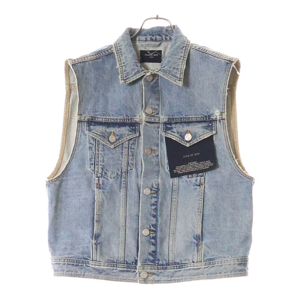 Denim Gilet vest ロゴ 刺繍ワッペン デニム ベスト インディゴ Bランク