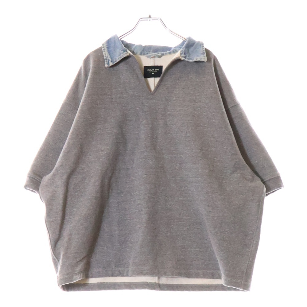 5th Fifth Collection Heavy Terry V-Neck Polo フィフスコレクション ヘビー テリー Vネック 半袖 ポロシャツ グレー Bランク