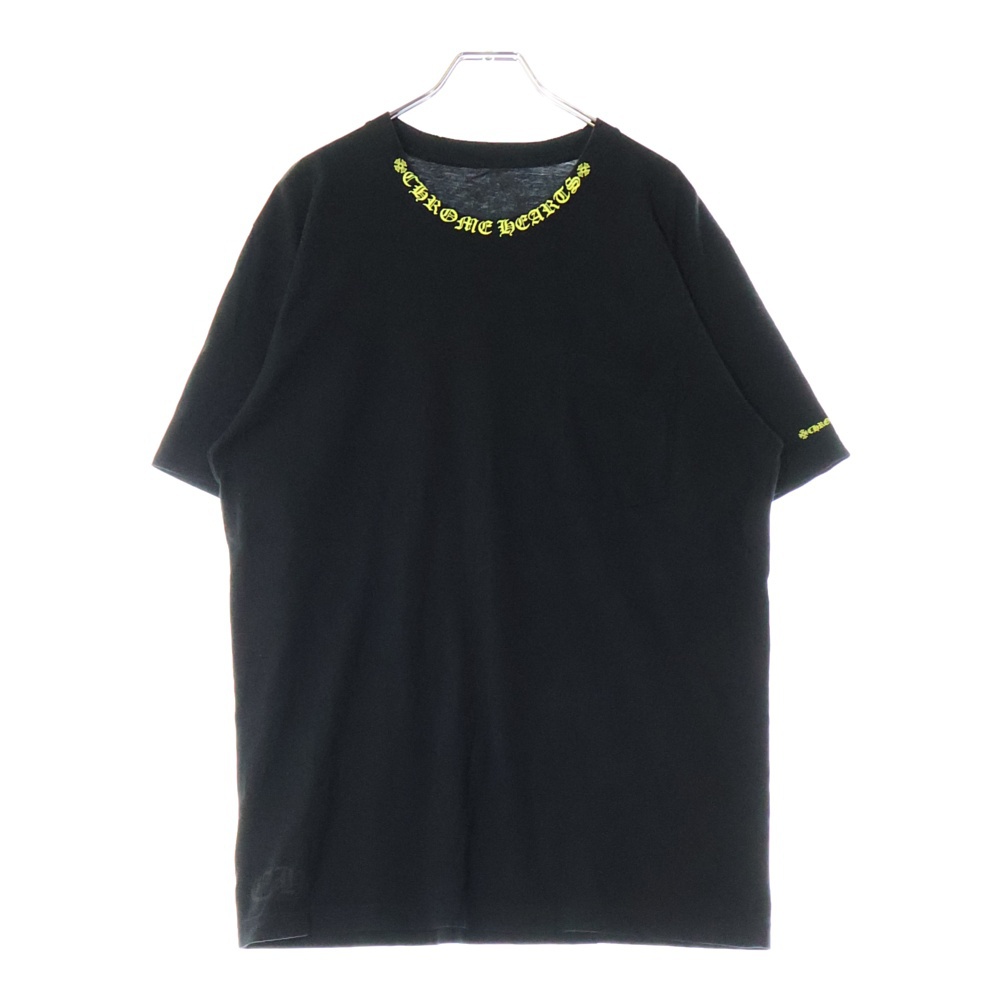 CH T-SHRT 1 ネックロゴプリント クルーネック半袖Tシャツカットソー ブラック/イエロー Bランク