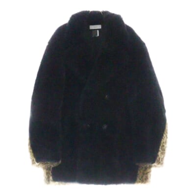 21AW LEOPARD FAUX FUR PEA COAT レオパード ファーコート ブラック CSW-CO-M03 Aランク