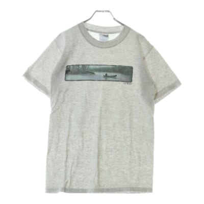 00S L.L.Bean GILDAN エルエルビーン ギルダンタグ カヌープリント Tシャツ 半袖カットソー グレー Bランク