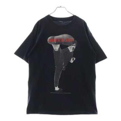 90's BRUCE LEE HAND PRINTED IN HOLLYWOOD ブルースリー フォトプリントTシャツ 半袖カットソー ブラック Cランク