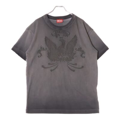 フロント ピグメント加工 クルーネック 半袖Tシャツ グレー T-NORM-T9 Bランク