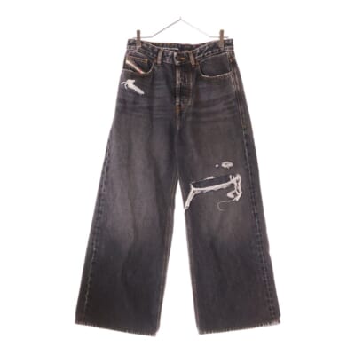 D-SIRE STRAIGHT JEANS ダメージ加工 ストレートデニム ブラック 007F6 Bランク