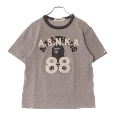 ナンバーワッペン クルーネック 半袖Tシャツ カットソー グレー Bランク
