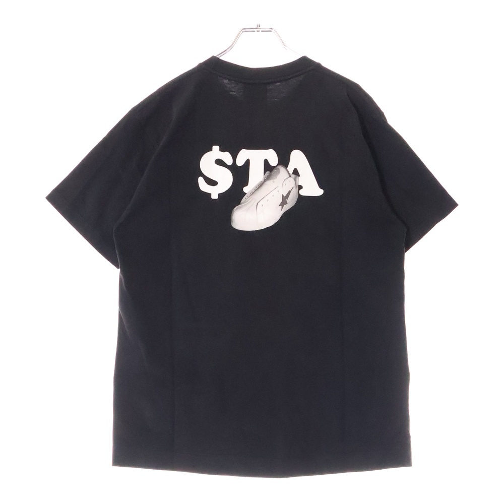 90s 初期タグ シングルステッチ スター スニーカー プリント クルーネック 半袖Tシャツ カットソー ブラック Bランク
