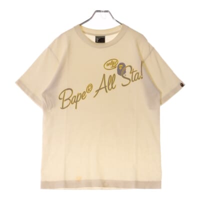 90s 初期タグ シングルステッチ ALL STA プリント クルーネック 半袖Tシャツ カットソー ホワイト Bランク