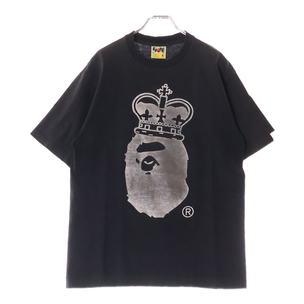 サル クラウン プリント クルーネック 半袖Tシャツ カットソー ブラック Bランク