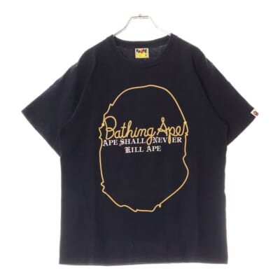 ロープロゴプリント クルーネック 半袖Tシャツ カットソー ブラック Bランク