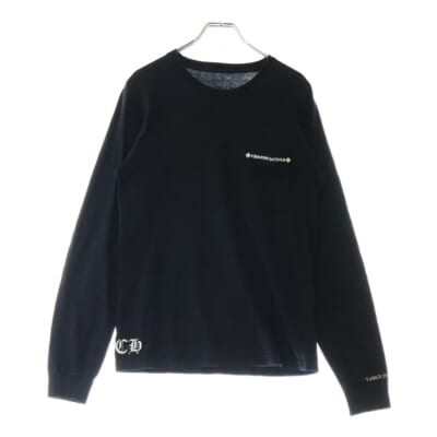 CH T-SHRT バックプリント 長袖ポケットTシャツ カットソー ブラック Bランク