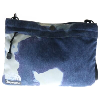 21AW ×THE NORTH FACE Bleached denim Print Shoulder Bag NM72154I ノースフェイス ブリーチドデニムプリント ショルダーバッグ ブルー Bランク