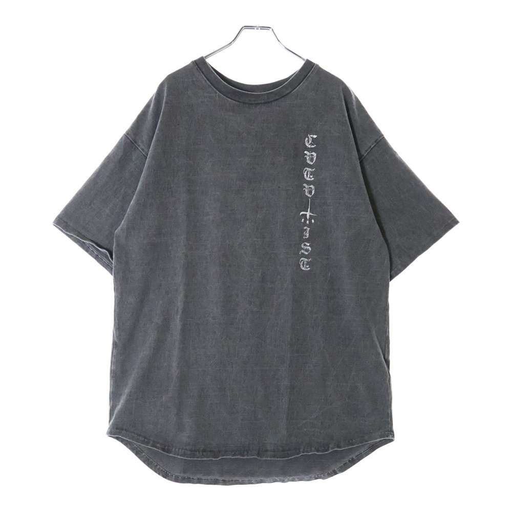 ヴィンテージ加工 ロゴプリント クルーネック 半袖Tシャツ カットソー グレー Bランク