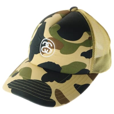×STUSSY 1ST CAMO TRUCKER CAP ×ステューシー 30周年記念 カモ トラッカーキャップ 帽子 マルチ Bランク