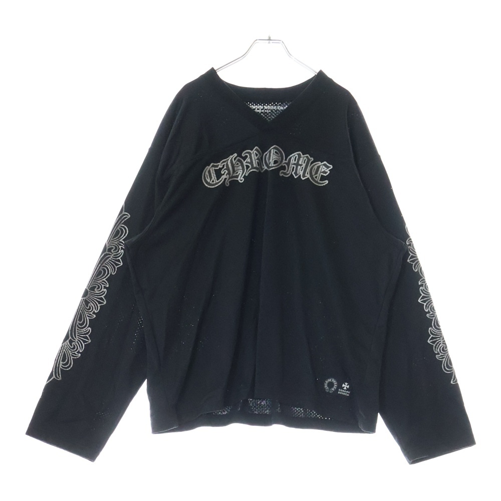 MESH WARM UP JERSEY メッシュ バーシティー ジャージー CHプリントメッシュ長袖Tシャツ ブラック Aランク