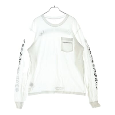 CH L S 1 バックスクロールラベルプリント ロングスリーブ長袖Tシャツ ホワイト Aランク