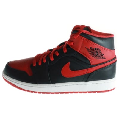 AIR JORDAN 1 MID BRED TOE DQ8426-060 エアジョーダン1 ブレッドトゥー ミッドカットスニーカー ブラック/レッド US9.5/27.5cm Aランク
