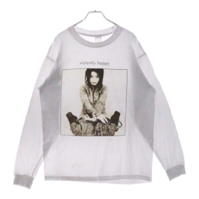 90s Bjork violently happy ビョーク フォトプリント 長袖Tシャツカットソー ホワイト Cランク