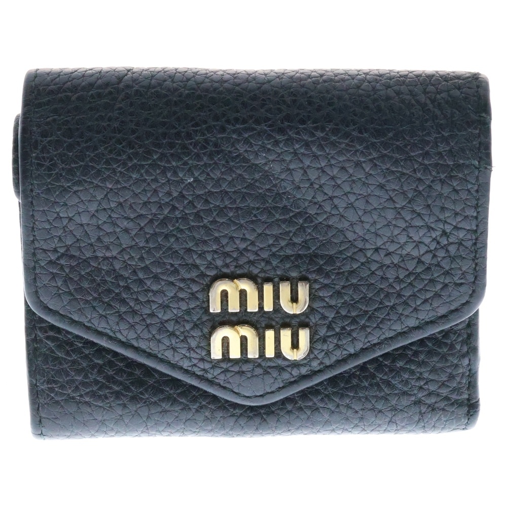 ロゴ ヴィッテロダイロレザー 三つ折り財布 ブラック レディース Bランク