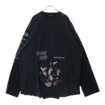22AW Speed Hunter Upside Down Long Sleeve T-Shirt スピードハンター アップ サイド ダウン プリント クルーネック長袖Tシャツ 698155 TMVC9 ブラック Bランク