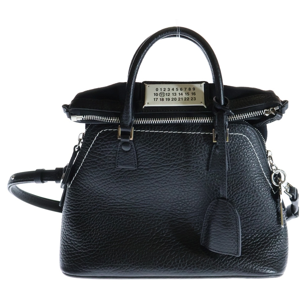 5AC 2wayショルダーバッグ ハンドバッグ 肩掛けバッグ ブラック シルバー金具 レザー S56WG0082 Bランク