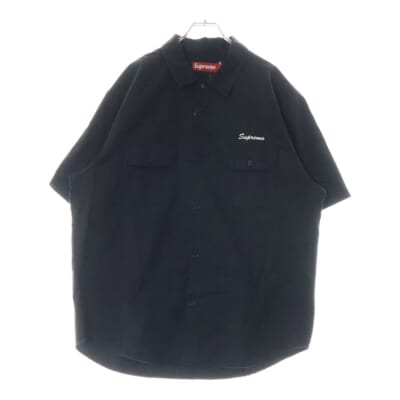 25SS Rhinestone Pin Up S/S Work Shirt バックロゴ ラインストーン 半袖ワークシャツ ブラック Sランク