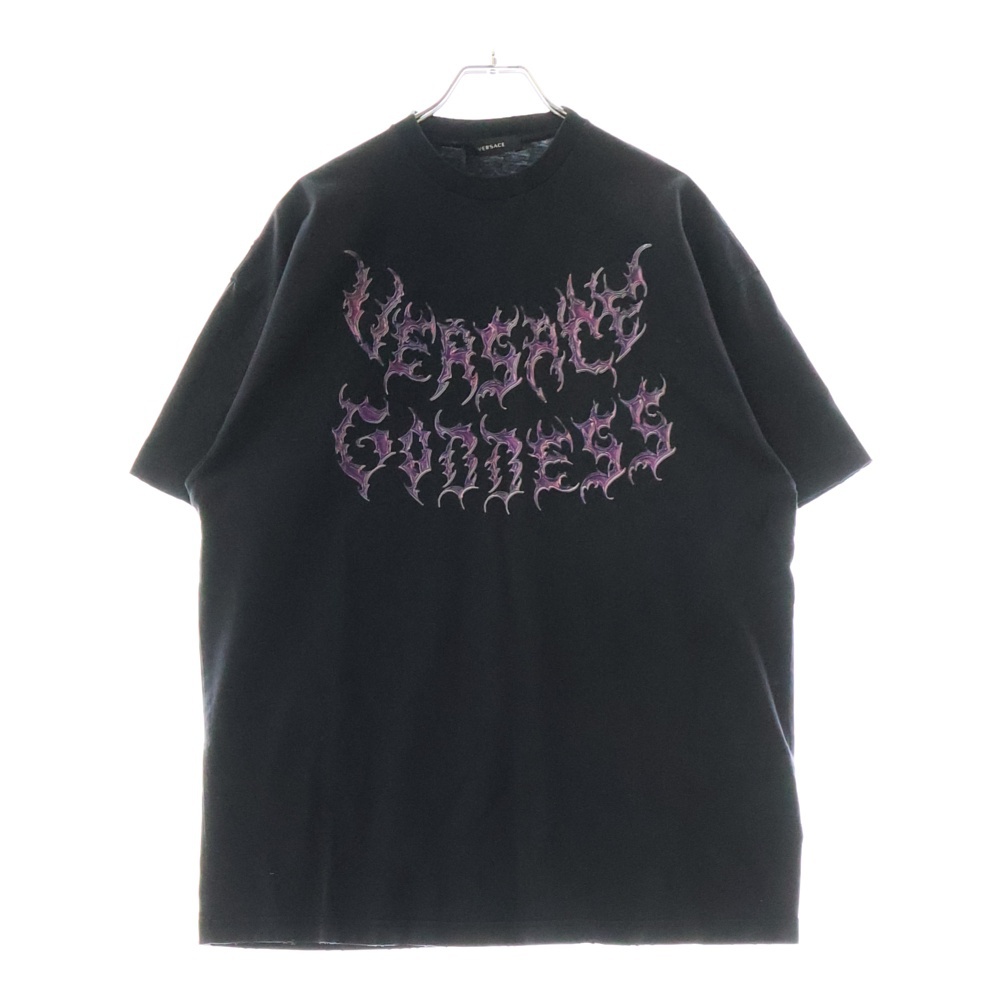 Goddess Oversized S/S Tee ゴッデスオーバーサイズド ダメージ加工 半袖Tシャツ ブラック×パープル レディース 1009548 1A0726I Bランク