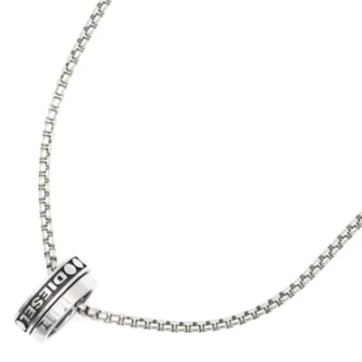 ダブルリング ステンレス チェーンネックレス シルバー/ブラック Bランク