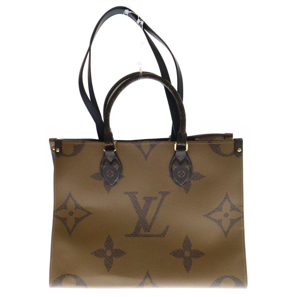 モノグラムリバース オンザゴーMM 2WAY レザー トートバッグ ハンドバッグ ブラウン レディース M45321 Aランク