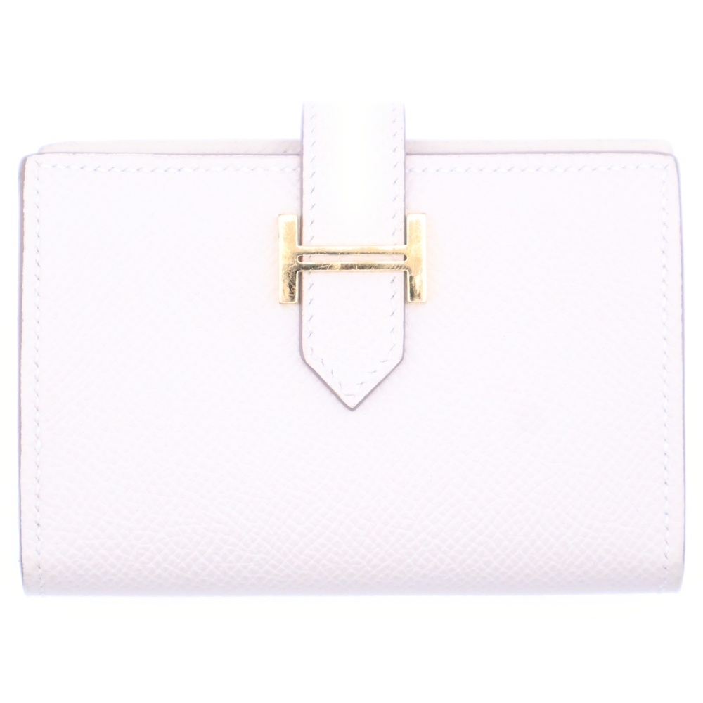 ベアンミニ クレ エプソン 三つ折り財布 コンパクトウォレット アイボリー ゴールド金具 W刻印 Aランク