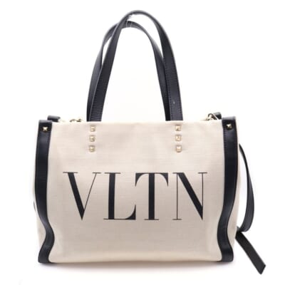 VLTN ロゴ 2Wayショルダーバック キャンバス×レザー Bランク